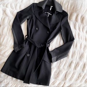 Michael Stars Double Breasted Black Trench Coat